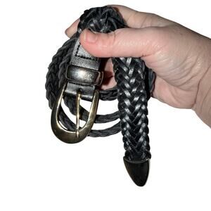 Vintage Capezio black braided leather belt made in argentina 32